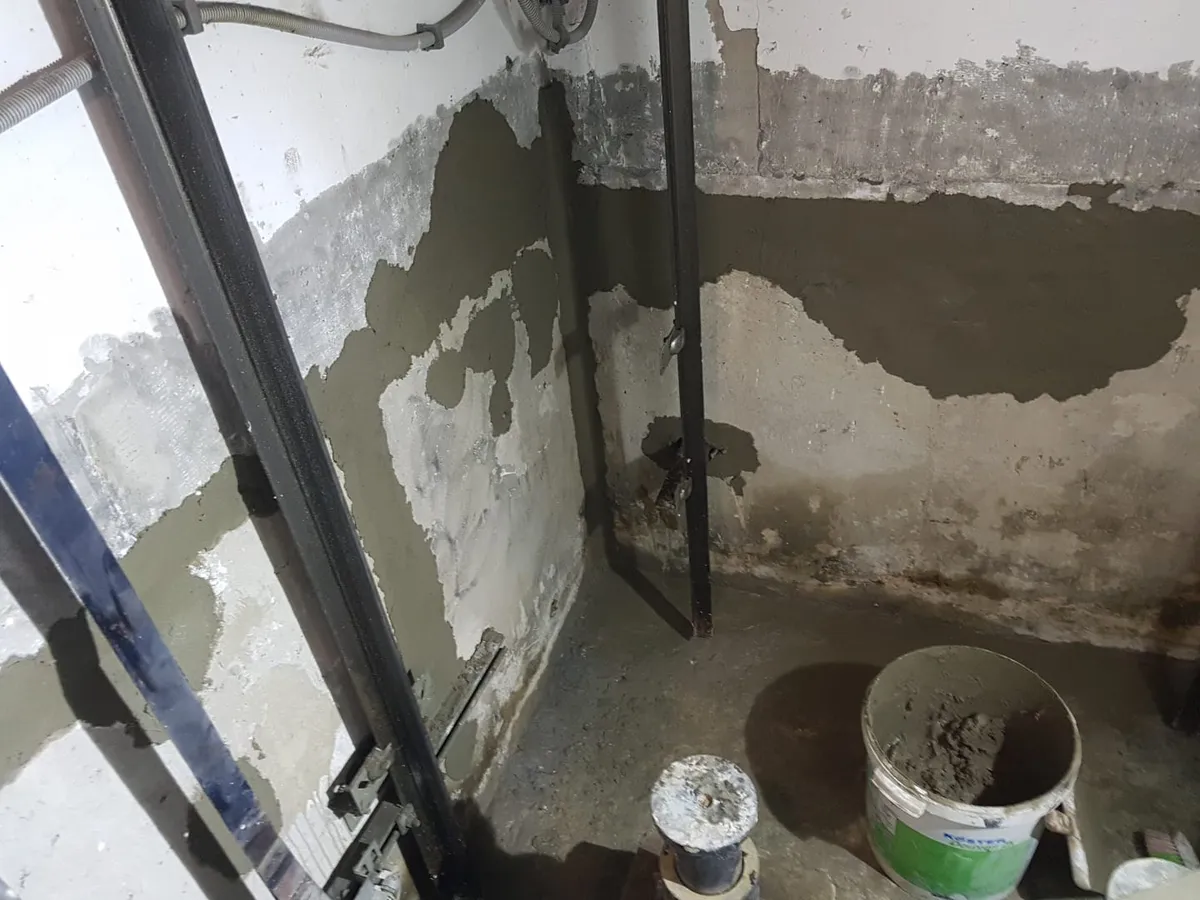 Asansör kuyusu su yalıtımı tamamlanmış genel görünüm