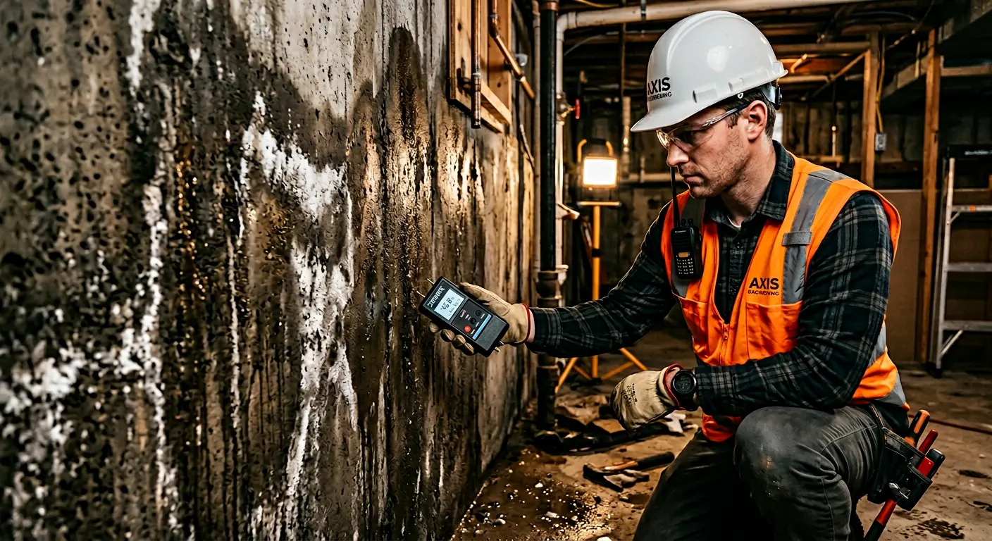 Su yalıtım uzmanı nem ölçümü yapıyor — Yapı Bilgi Formu